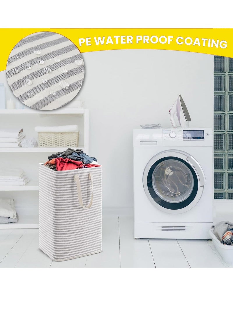 أكياس غسيل سعة 75 لتر، سلة غسيل كبيرة، مقاومة للماء، سلة غسيل قابلة للطي قائمة بذاتها، سلة ملابس طويلة للغسيل مع مقابض حمل سهلة لتنظيم الملابس المتسخة والألعاب - Image 5